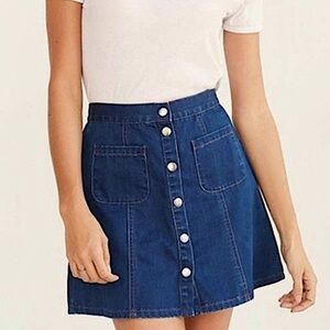 BDG Front Snap Buttons Denim Front Pockets Skirt